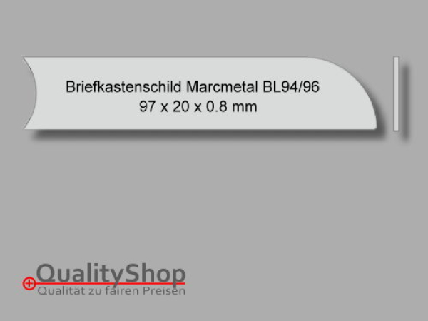 Briefkastenschild Marcmetal BL94/96 Kunststoff Silber zum Kleben